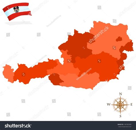 Map Of Austria, Provinces And Regions Stock Vector Illustration 140785309 : Shutterstock