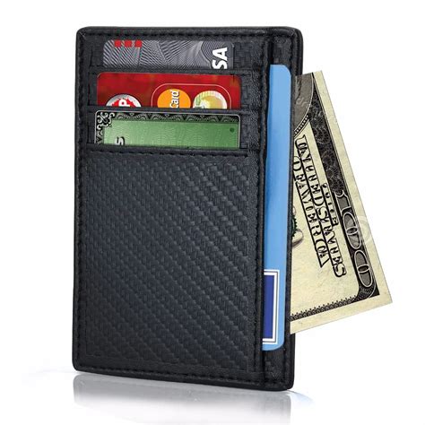 Carbon Fiber Credit Card Holder Ultra Slim Front Pocket Wallet RFID Blocking Minimalist Secure ...