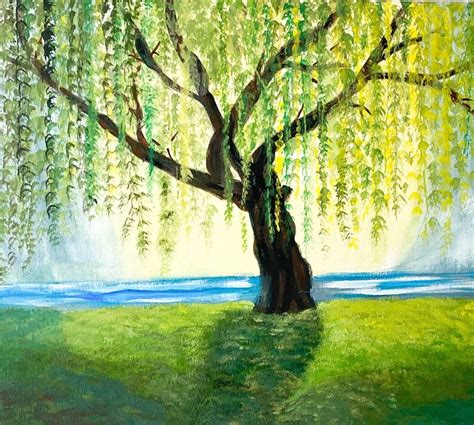 Weeping Willow Art Print Acrylic Painting Tree Art Tree Lover Nature ...