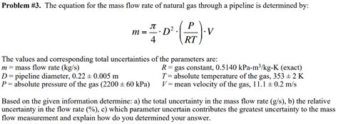 Solved Problem #3. The equation for the mass flow rate of | Chegg.com