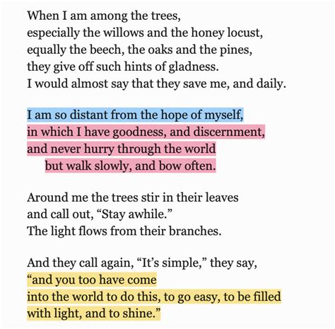 II : Mary Oliver, “When I Am Among the Trees”,...