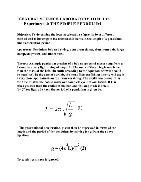 Simple Pendulum Lab