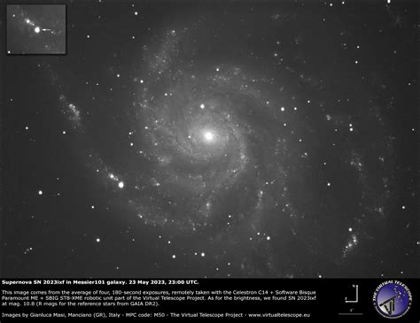 Supernova SN 2023ixf in the Messier 101 spiral galaxy: a image - 23 May ...