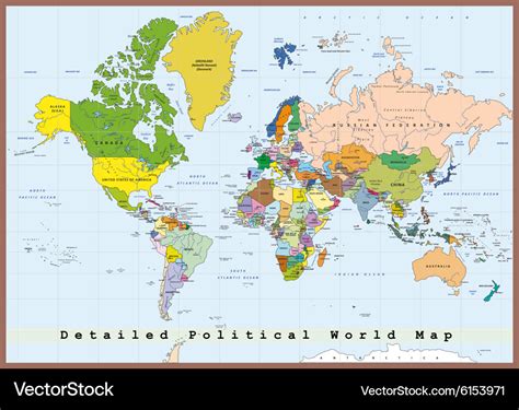 Detailed political world map with capitals Vector Image