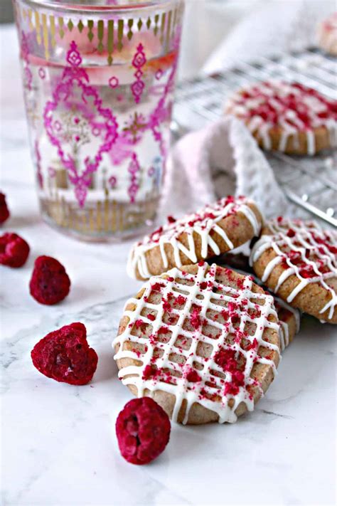 Raspberry Shortbread Cookies with White Chocolate Drizzle - The Kitchen ...