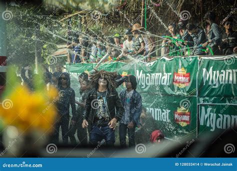 Asia Myanmar Water Festival Editorial Stock Image - Image of group ...