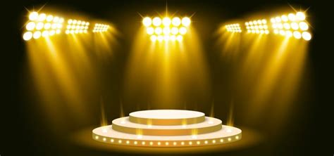 Yellow Stage Lighting Background With Spotlight Vector Illustration ...