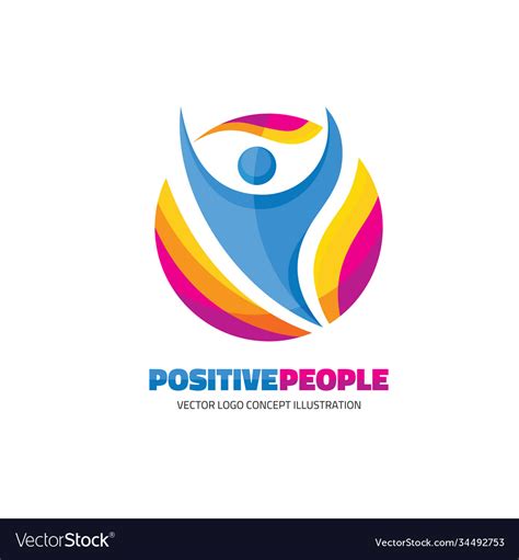 Positive people - creative logo template sign Vector Image