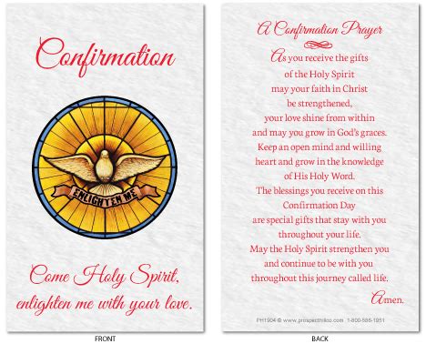 Confirmation Laminated Prayer Card – Prospect Hill Co.