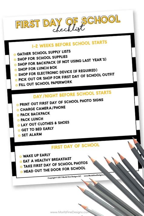 First Day of School Checklist | Free Printable Back to School Guide ...