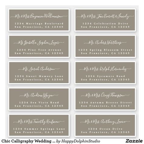 Chic Calligraphy Wedding Guest Address Labels | Zazzle.com in 2020 | Wedding calligraphy ...