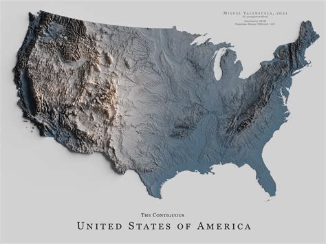 The topography of the contiguous United States : MapPorn