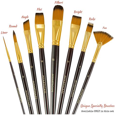 Paint Brush - Set of 15 Art Brushes for Watercolor, Acrylic & Oil Pain - MyArtscape