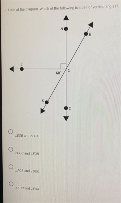 Solved: 2. Look at the diagram. Which of the following is a pair of ...