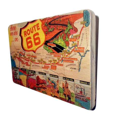 Route 66. Map. Poster. Gift. For. Men. Women. Print. Home. Deco. Vintage. Artesanalwoodprint ...