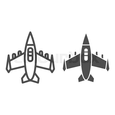 Fighter aircraft line and glyph icon. Airplane vector illustration ...