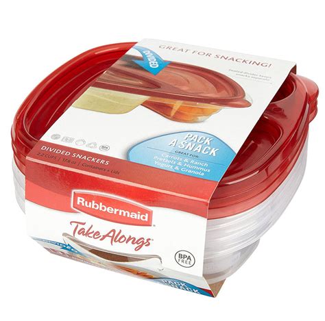 Rubbermaid Take Along Divided Snack Bowls, Chili Red, 2.2 Cup, 3-Count – ShopBobbys.com