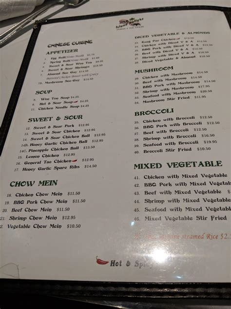 Menu at Island Delight restaurant, Brockville