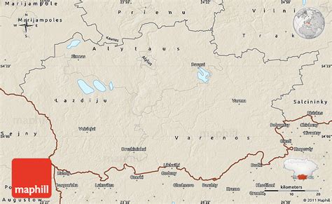 Shaded Relief Map of Alytus