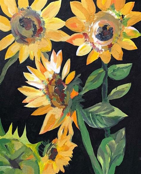 Acrylic painting Sunflower Field | Etsy