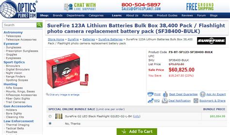 SureFire 123A Bulk Pack Lithium Batteries For Life