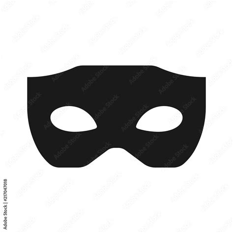 Simple, black masquerade mask. Silhouette icon. Isolated on white Stock ...