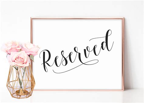 Wedding Reserved Sign Reserved Sign Weddings Reserved Seat