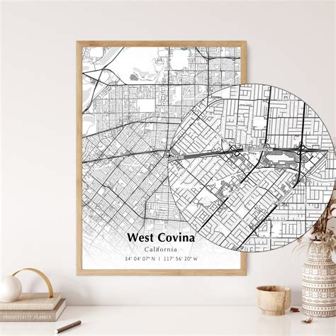 Map of West Covina Digital File, Modern City Map, West Covina Printable ...