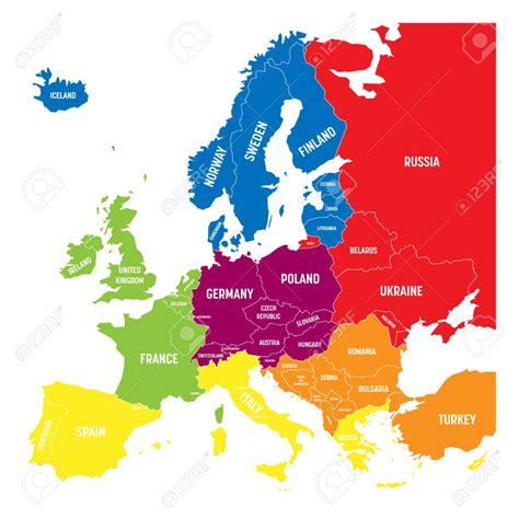 a map of europe with all the major cities and their flags stock photo ...