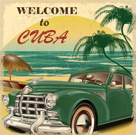 Classic cars and travel vintage poster vector Vectors images graphic art designs in editable .ai ...