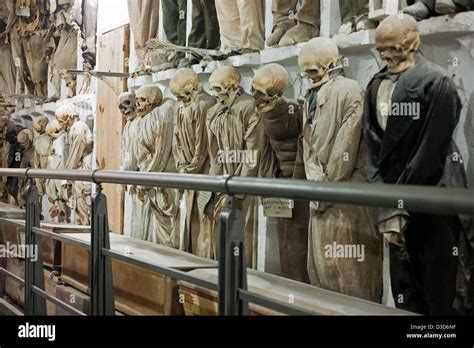 Palermo, Italy, natural mummies in the Catacombs of the Capuchins Stock ...