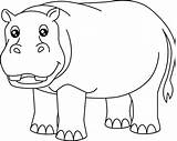 Hippo Coloring Pages Animals Hippopotamus sketch template