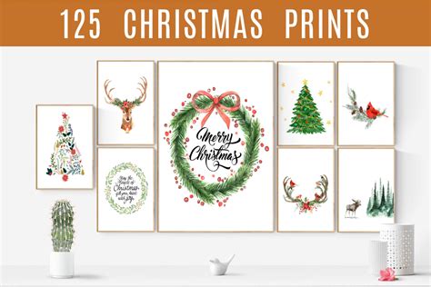 Christmas Wall Art Christmas Printable Set Christmas Prints | Etsy