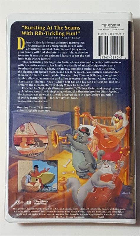 Walt Disney Masterpiece The Aristocats Vhs 1996 New