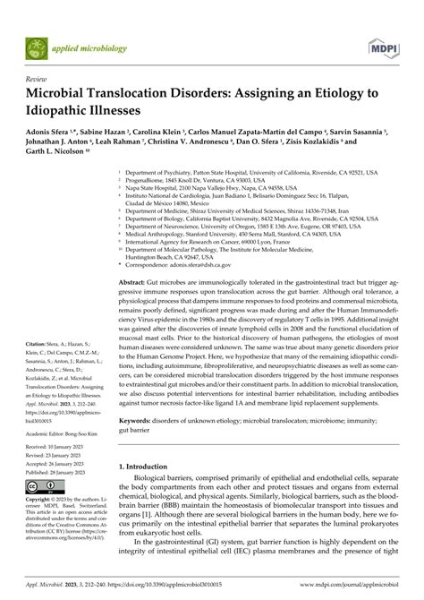 (PDF) Microbial Translocation Disorders: Assigning an Etiology to ...