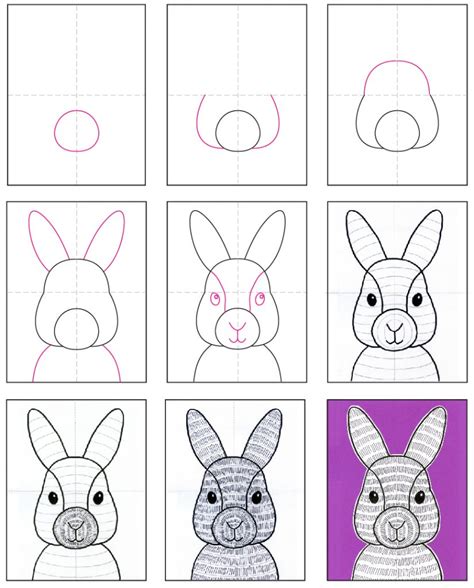 Cartoon Rabbit Drawing Step By Step - Bunny Rabbit Drawing Easy Cartoon Step Sleeping Draw Cute ...