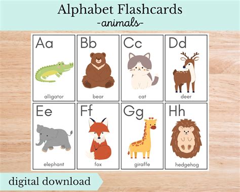 Animal Alphabet Flashcards, Digital Download - Etsy