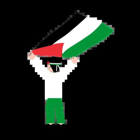 Best Man Holding Palestine Flag Illustration download in PNG & Vector format