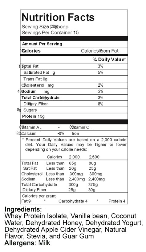 Vanilla Nutritional Facts