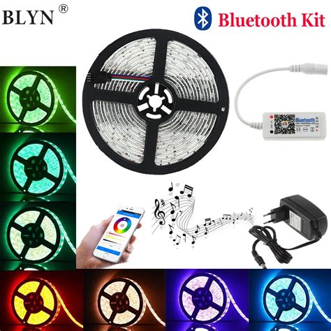 LED Strip Bluetooth RGB 5050 Tape Ceiling Light With Bluetooth Controller 5M 10M Smart ...