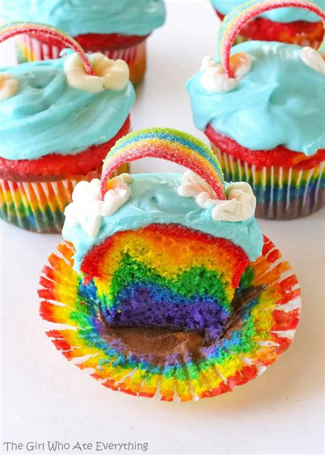 Rainbow Cupcakes Recipe - The Girl Who Ate Everything