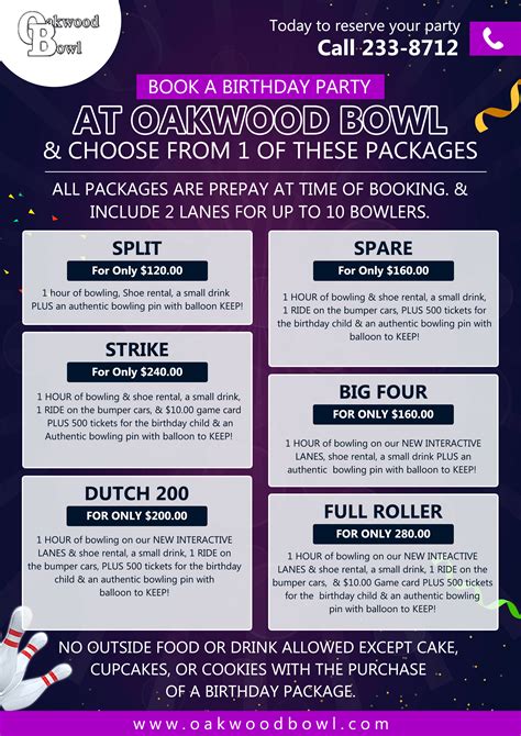 Kids’ Birthday Parties - Oakwood Bowl