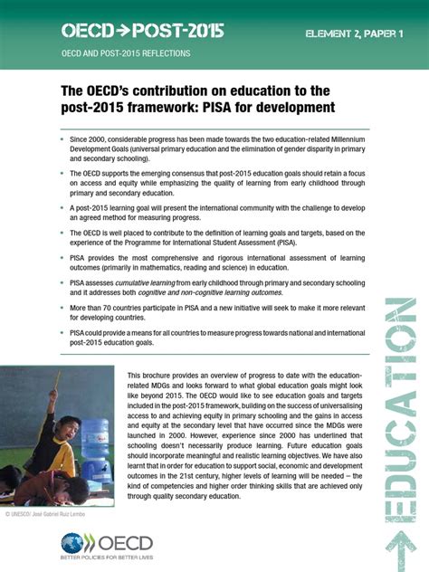 PISA For Development - The OECD's Contribution On Education To The Post ...