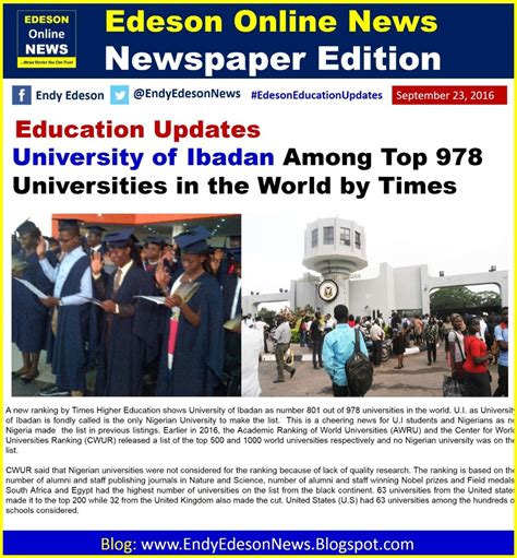 Edeson Online News: EDUCATION UPDATE: University of Ibadan Among Top ...