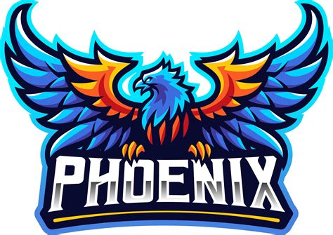 Blue phoenix esport mascot logo design By Visink | TheHungryJPEG