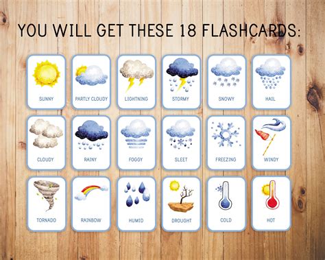 18 Weather Flashcards Weather Cards Toddler and Preschooler | Etsy