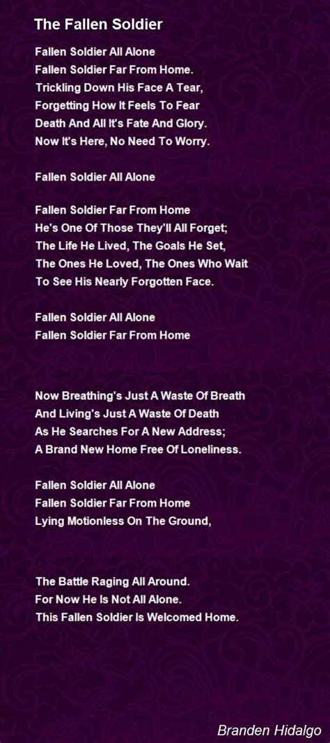 The Fallen Soldier - The Fallen Soldier Poem by Branden Hidalgo | Fallen soldier, Soldier quotes ...