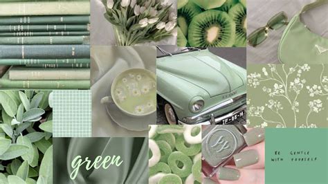 Sage green collage wallpaper for any laptop | Etsy