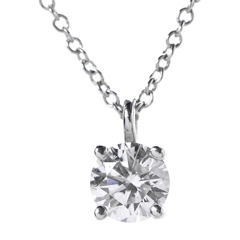 TIFFANY Platinum Diamond .48ct Solitaire Pendant Necklace 287725