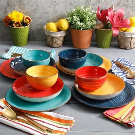 Gibson Home Color Speckle 12-Piece Casual Assorted Colors Stoneware Dinnerware Set (Service for ...